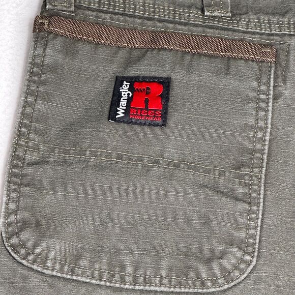 Wrangler Riggs Mens Pants 38X30 Green Utility Cargo Carpenter Workwear Tactical - Picture 4 of 11